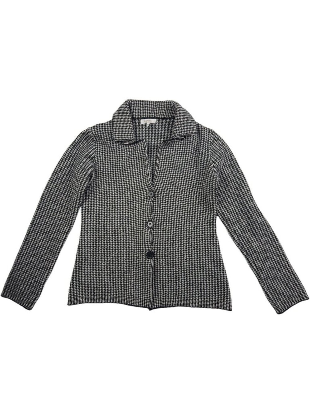 Bartolini women's size M Wool Cashmere Herringbone Black Cardigan Italy